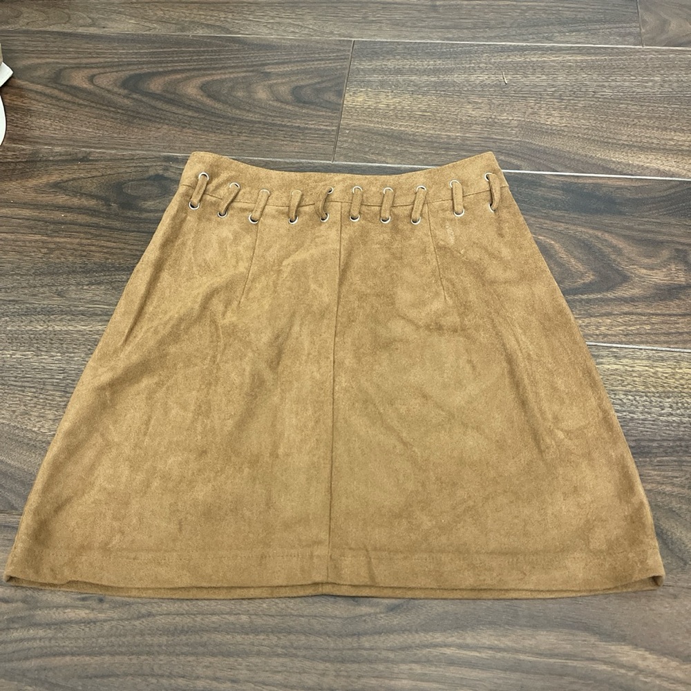 LF Tan Suede Laced Skirt (NWOT)